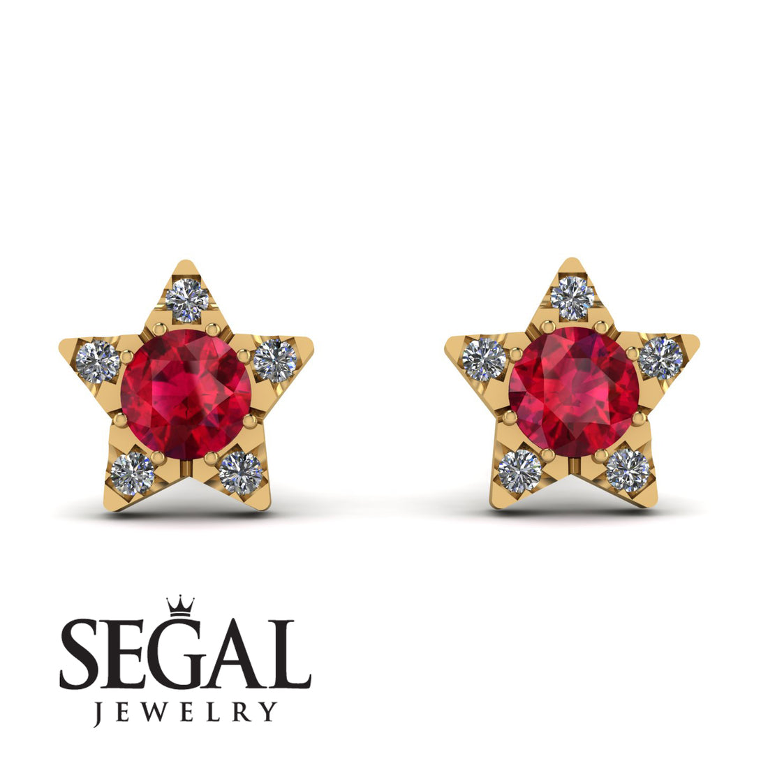 Star Halo Ruby Earrings - Zelda No. 10