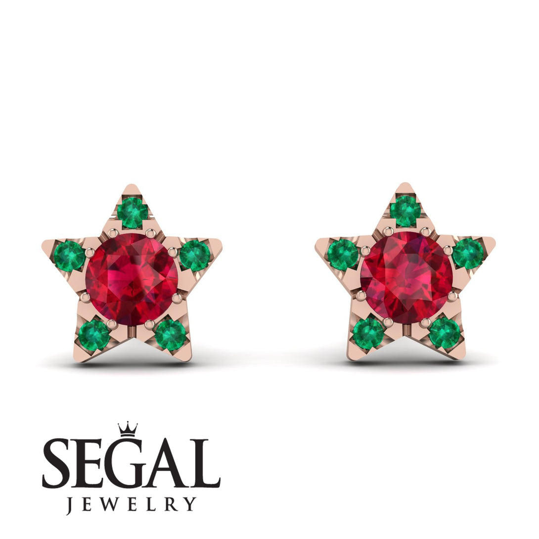 Star Halo Ruby Earrings - Zelda No. 26