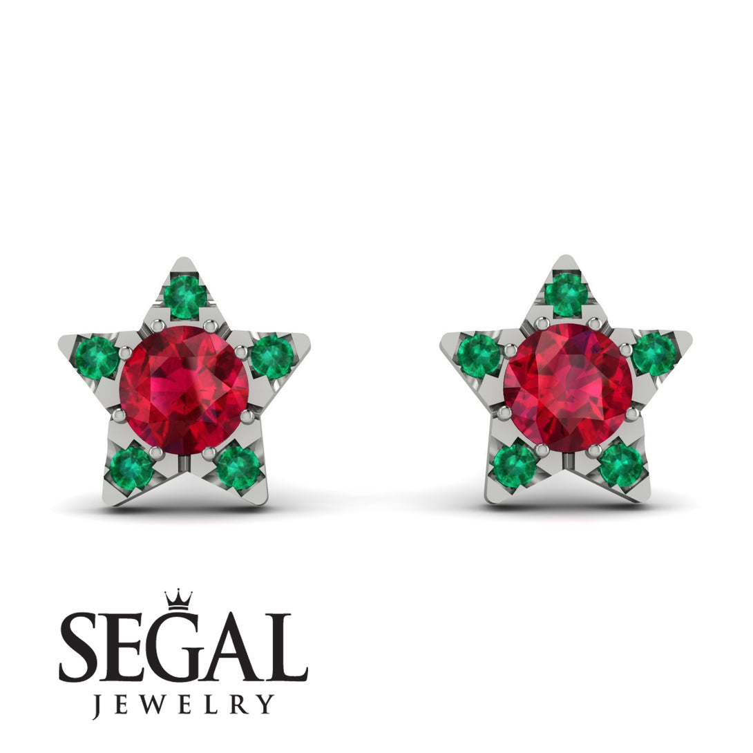 Star Halo Ruby Earrings - Zelda No. 27