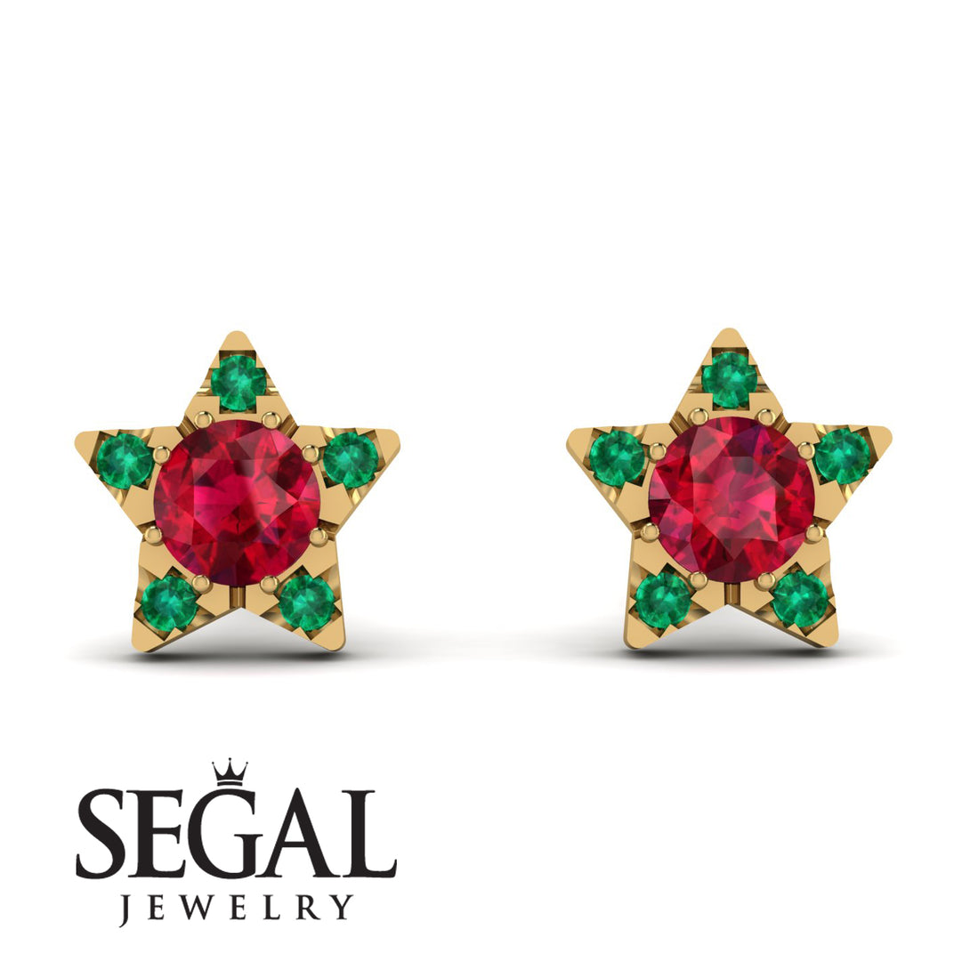 Star Halo Ruby Earrings - Zelda No. 25
