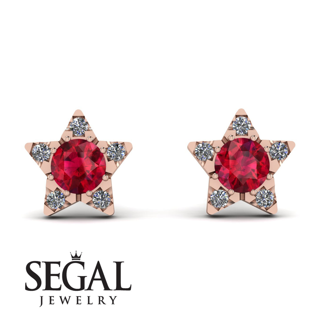 Star Halo Ruby Earrings - Zelda No. 11