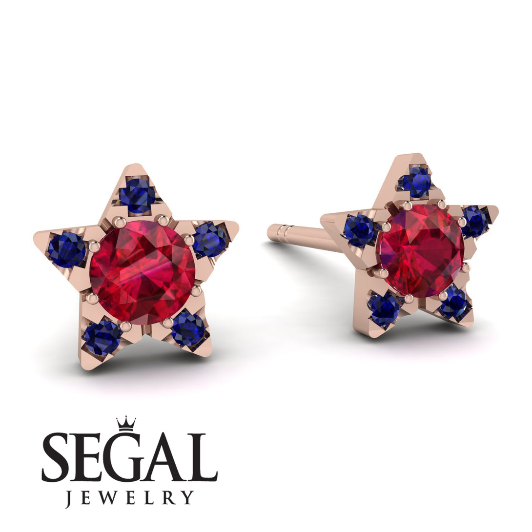 Star Halo Ruby Earrings - Zelda No. 71