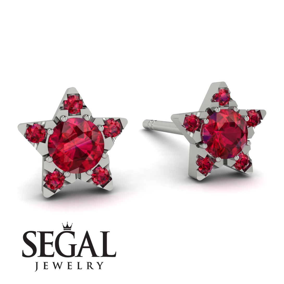 Star Halo Ruby Earrings - Zelda No. 57