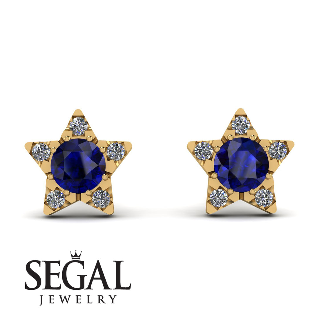 Star Halo Sapphire Earrings - Zelda No. 13