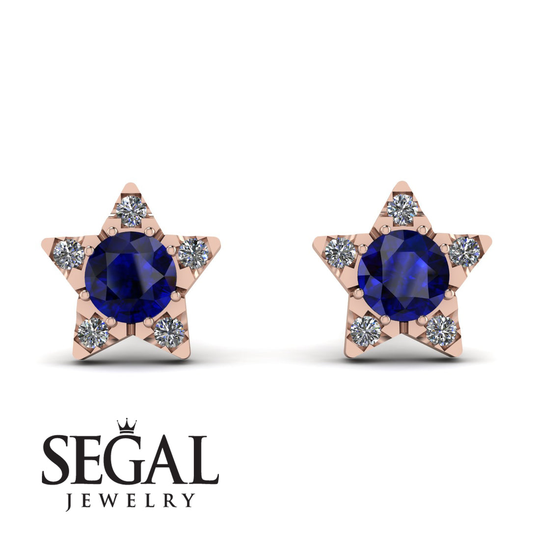 Star Halo Sapphire Earrings - Zelda No. 14