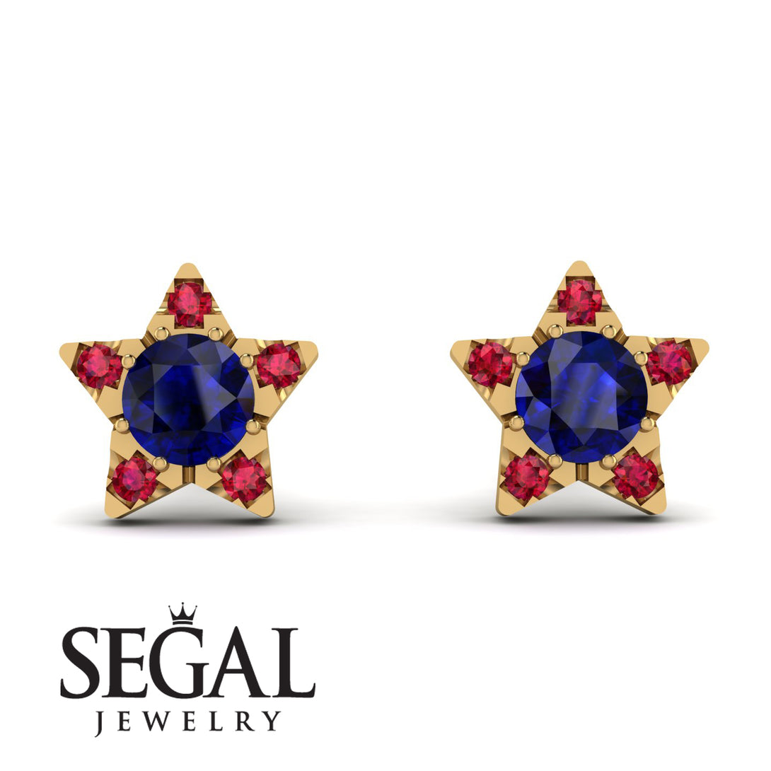 Star Halo Sapphire Earrings - Zelda No. 58