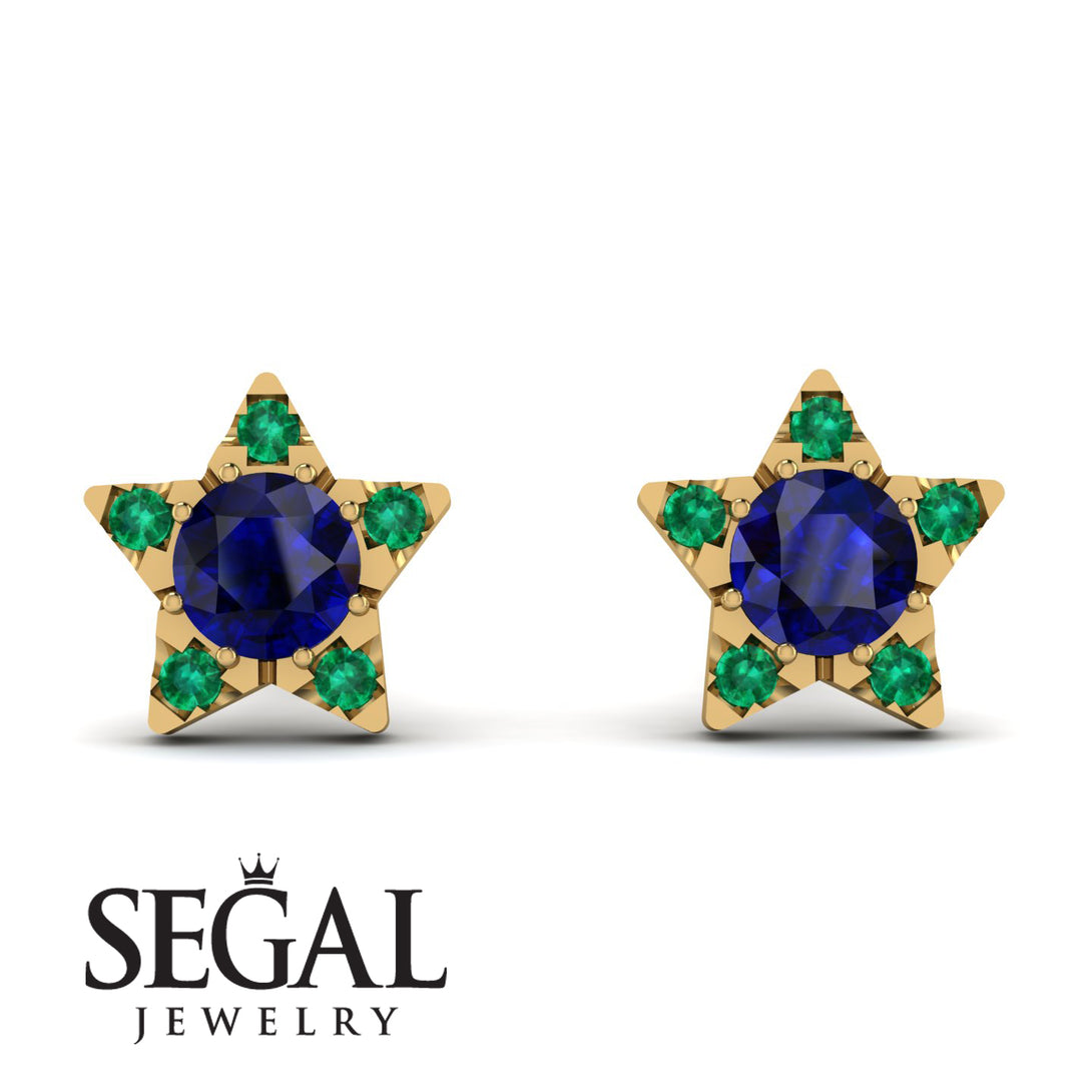 Star Halo Sapphire Earrings - Zelda No. 28