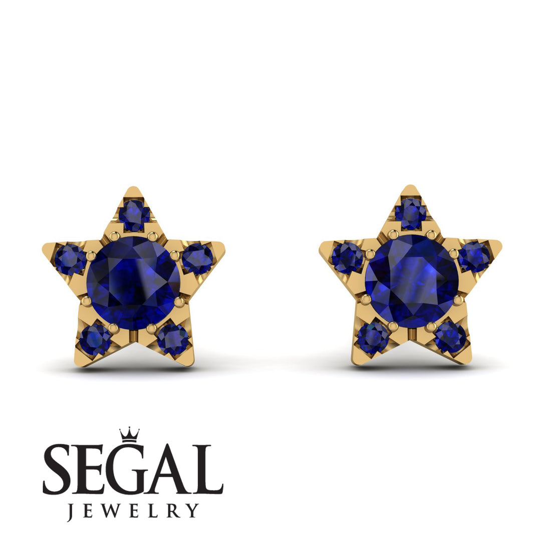 Star Halo Sapphire Earrings - Zelda No. 73