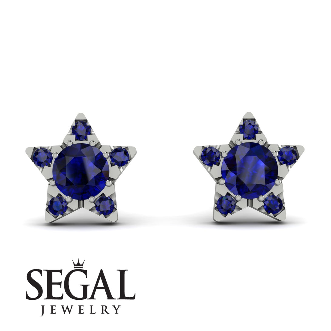 Star Halo Sapphire Earrings - Zelda No. 75