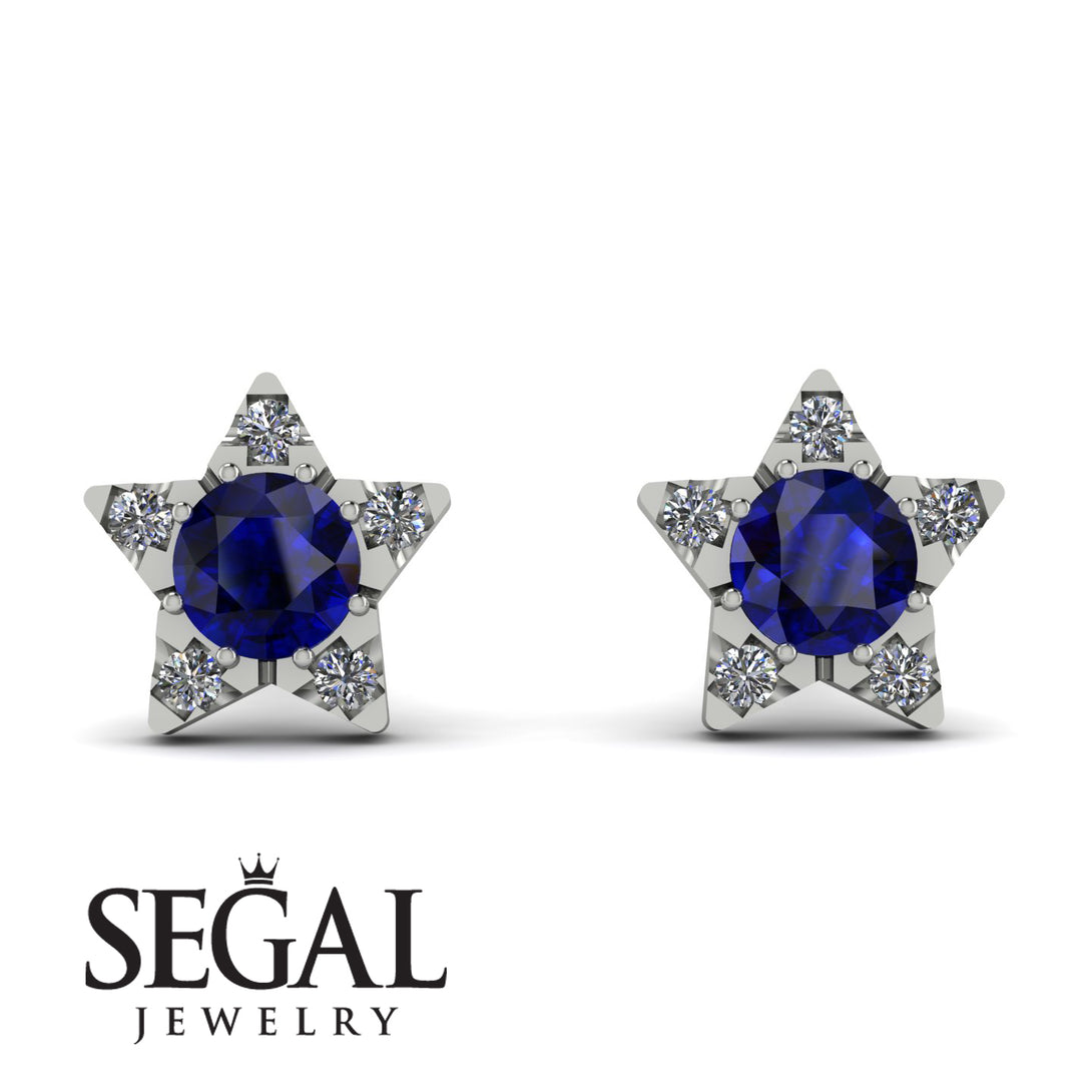 Star Halo Sapphire Earrings - Zelda No. 15