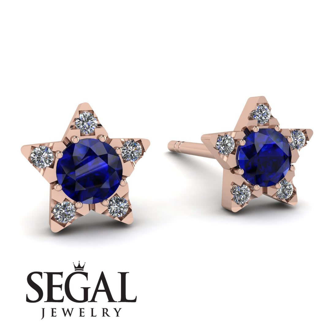 Star Halo Sapphire Earrings - Zelda No. 14