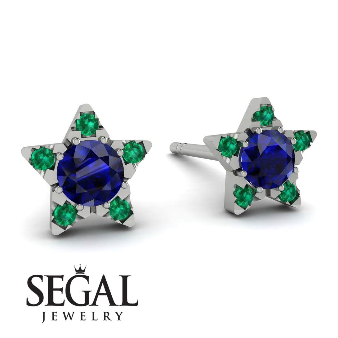 Star Halo Sapphire Earrings - Zelda No. 30