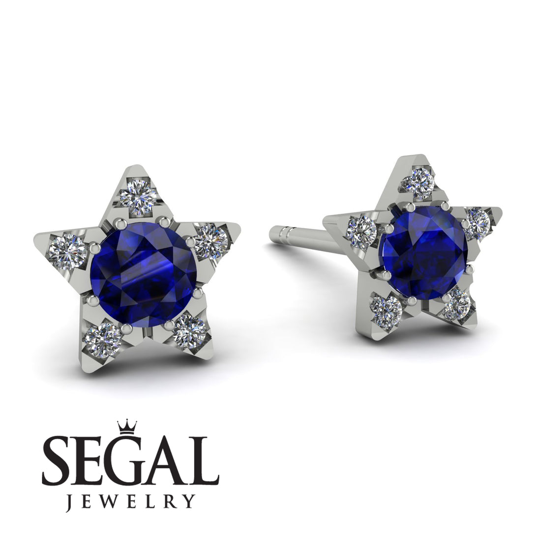 Star Halo Sapphire Earrings - Zelda No. 15