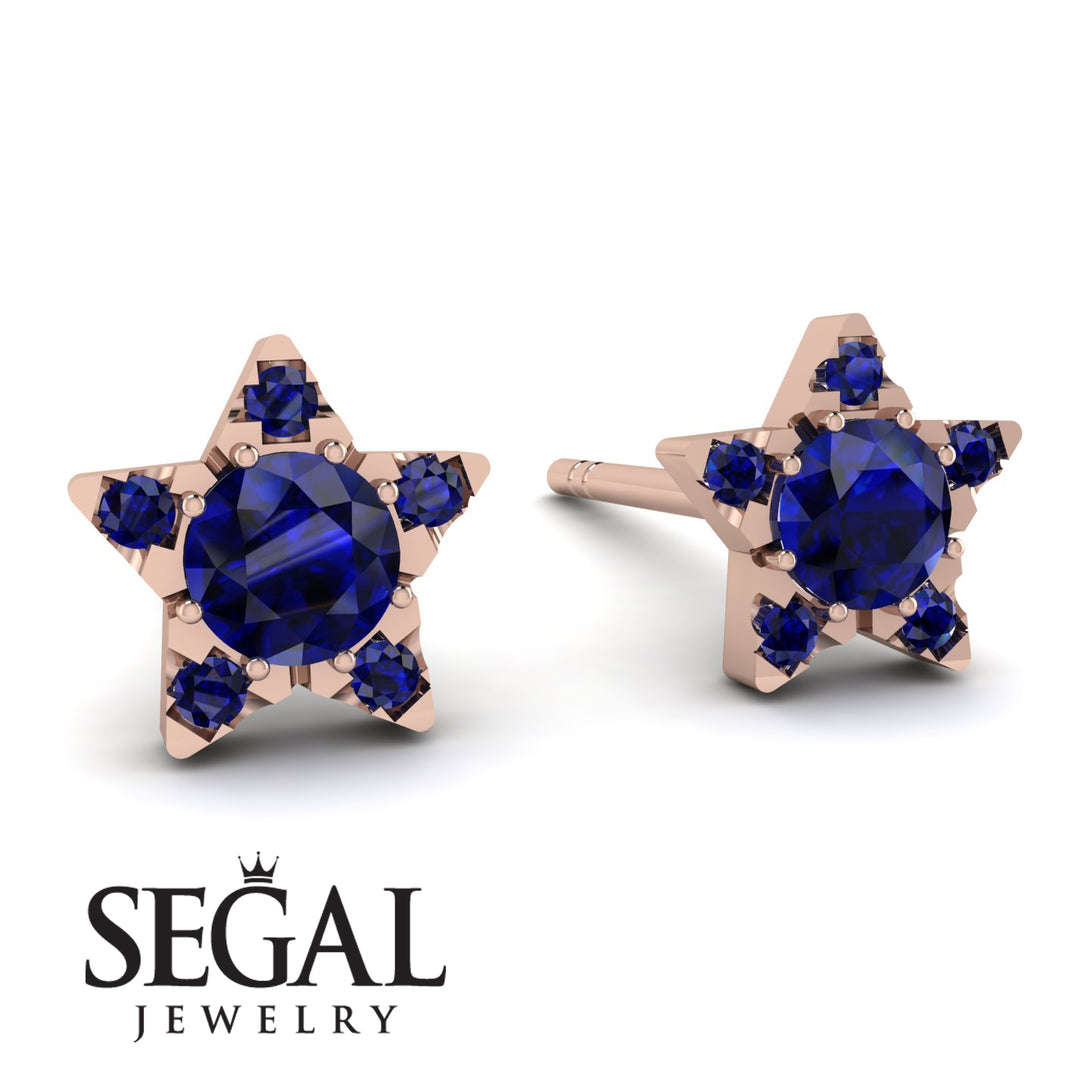 Star Halo Sapphire Earrings - Zelda No. 74