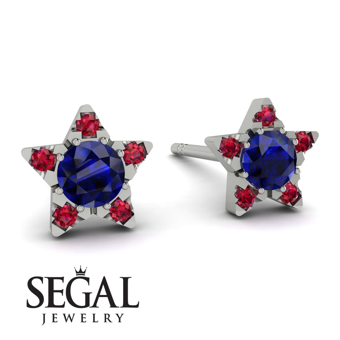 Star Halo Sapphire Earrings - Zelda No. 60