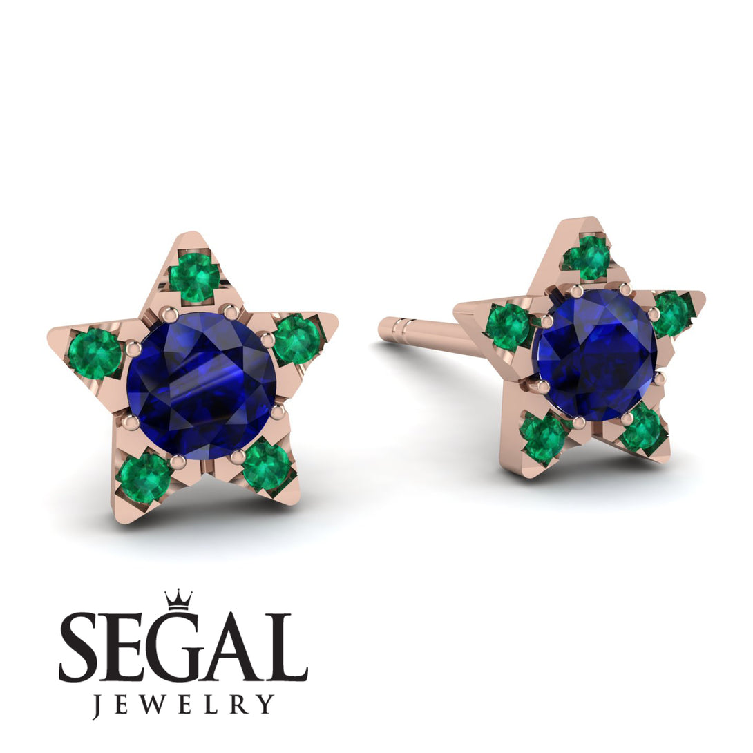 Star Halo Sapphire Earrings - Zelda No. 29