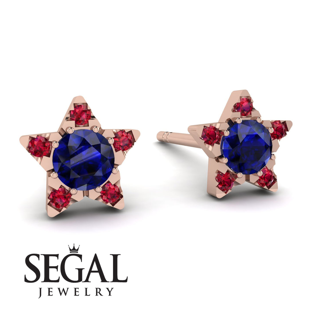 Star Halo Sapphire Earrings - Zelda No. 59
