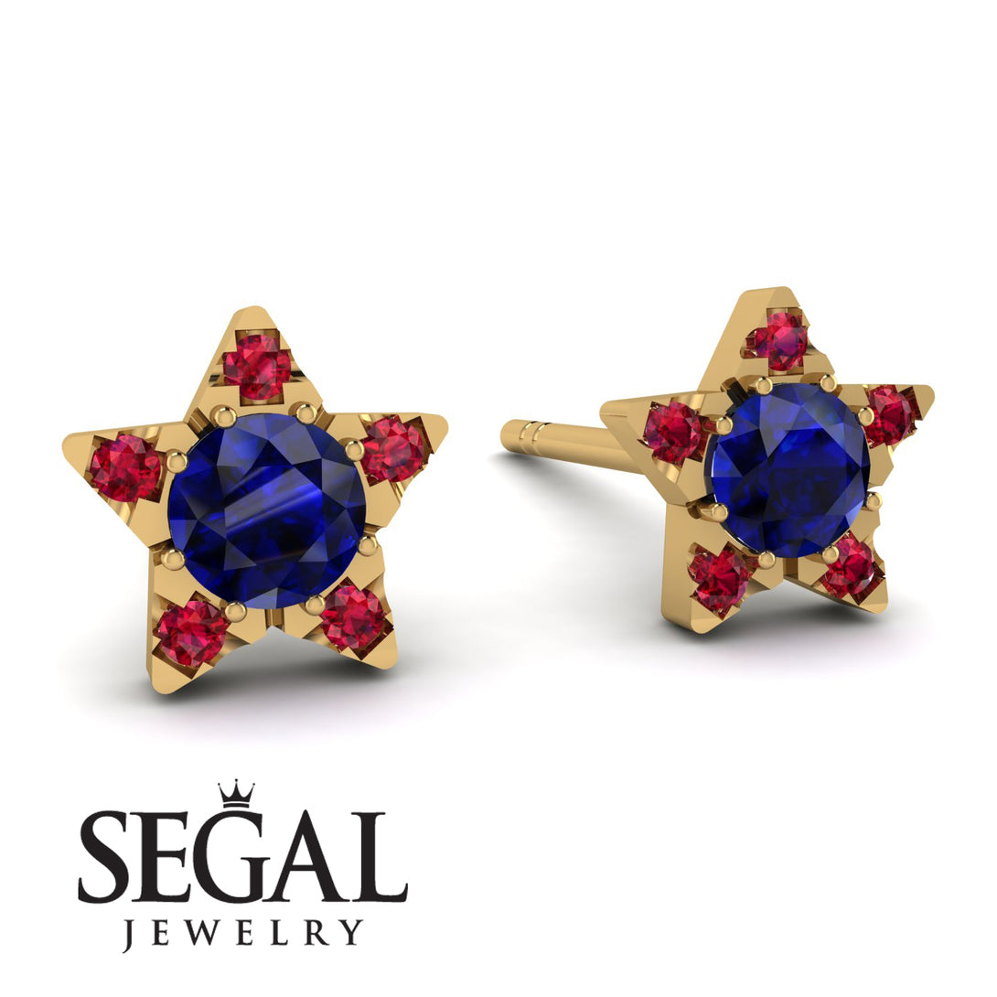 Star Halo Sapphire Earrings - Zelda No. 58