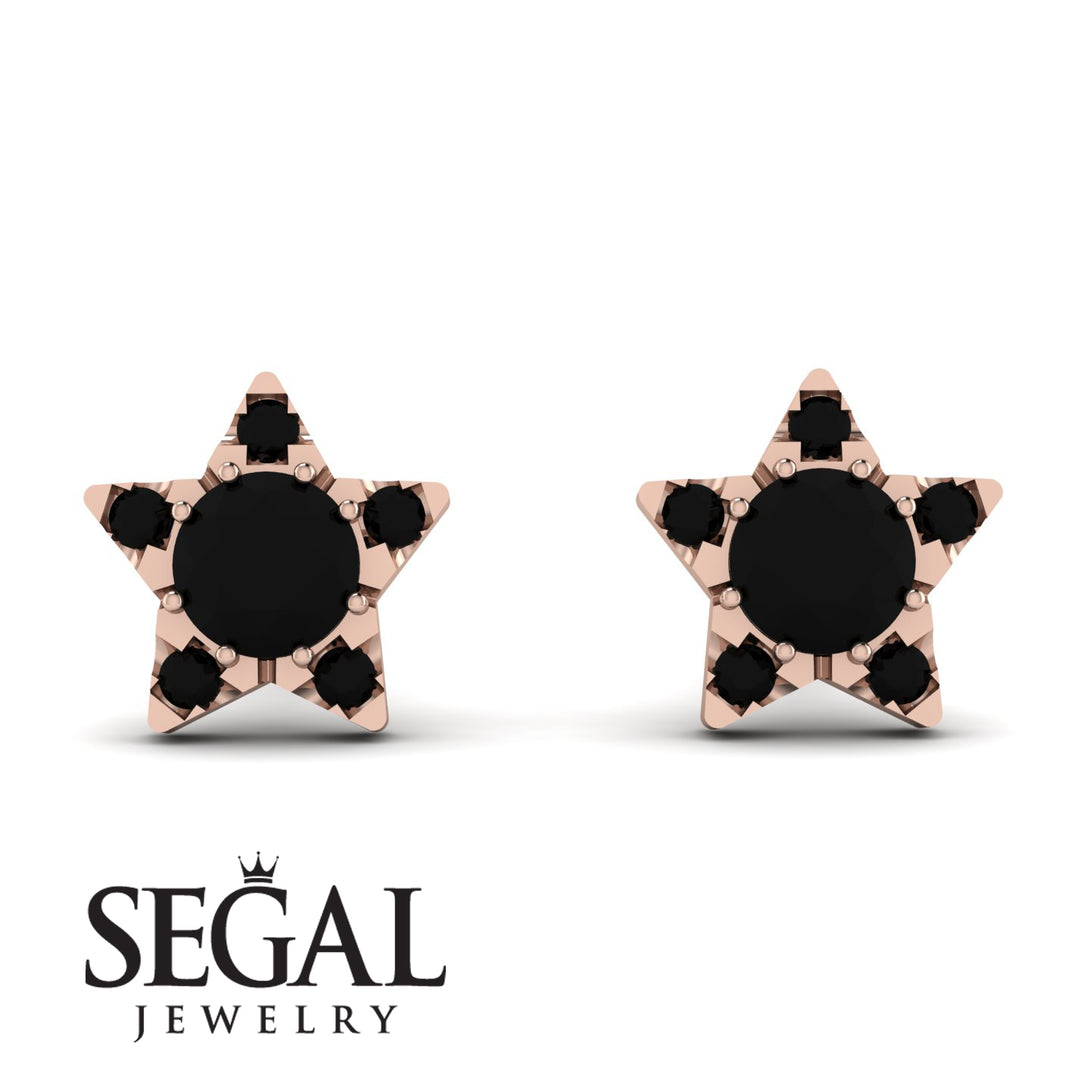 Star Halo Black Diamond Earrings - Zelda No. 38