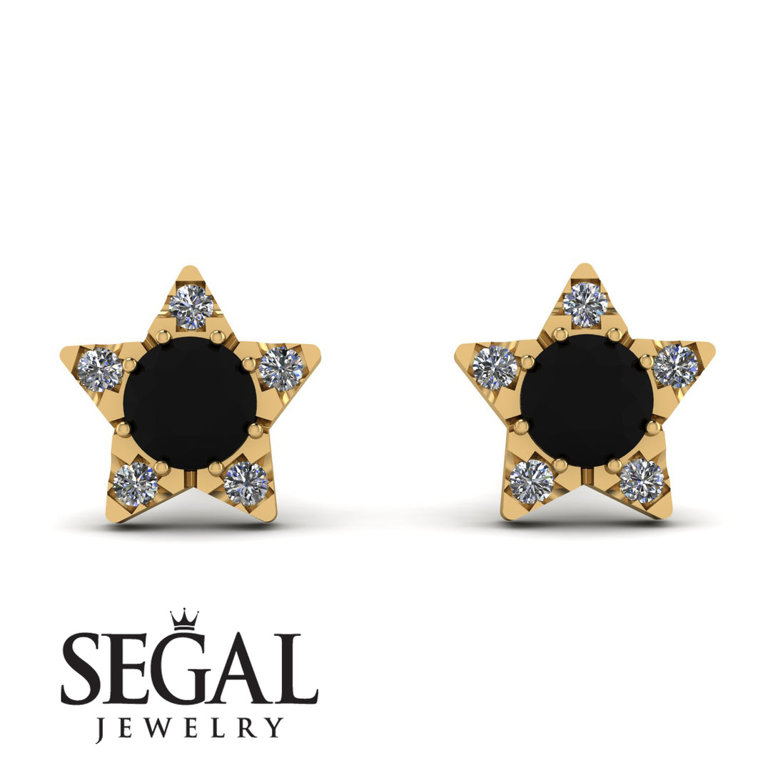 Star Halo Black Diamond Earrings - Zelda No. 7