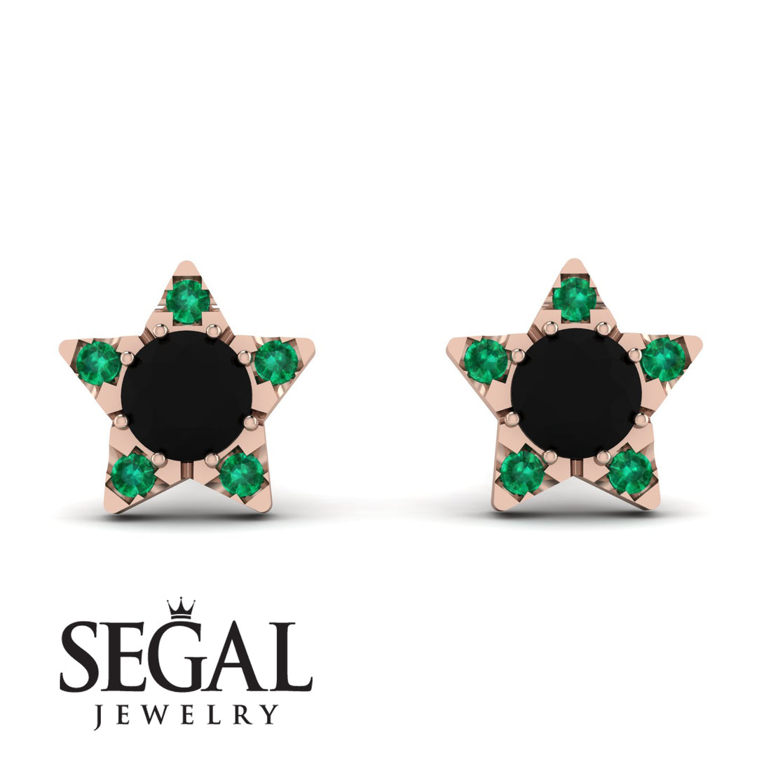 Star Halo Black Diamond Earrings - Zelda No. 23