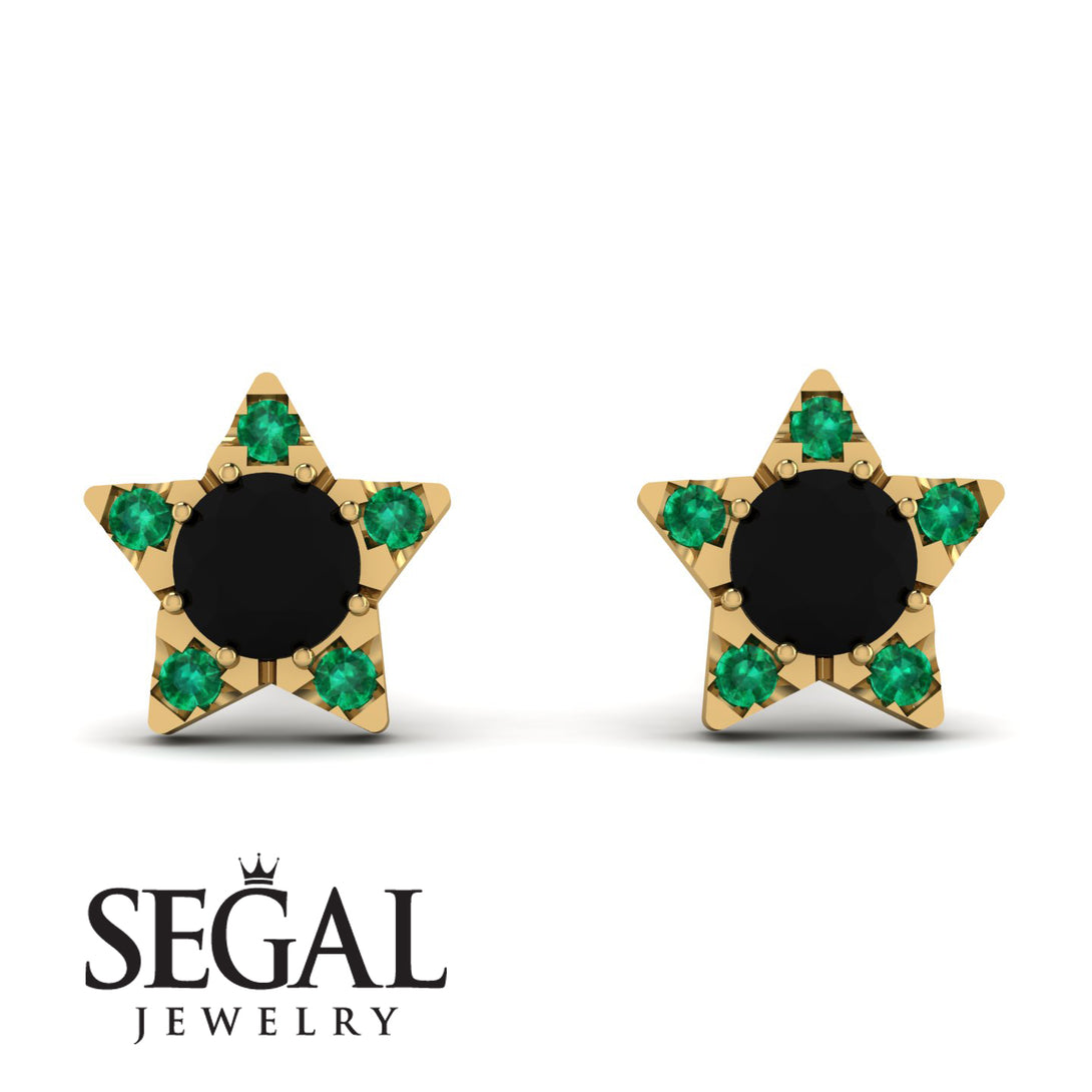 Star Halo Black Diamond Earrings - Zelda No. 22