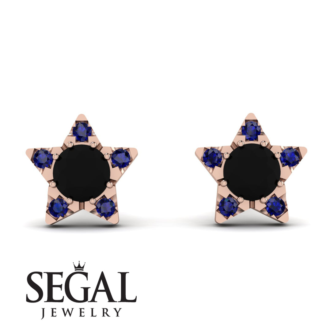 Star Halo Black Diamond Earrings - Zelda No. 68
