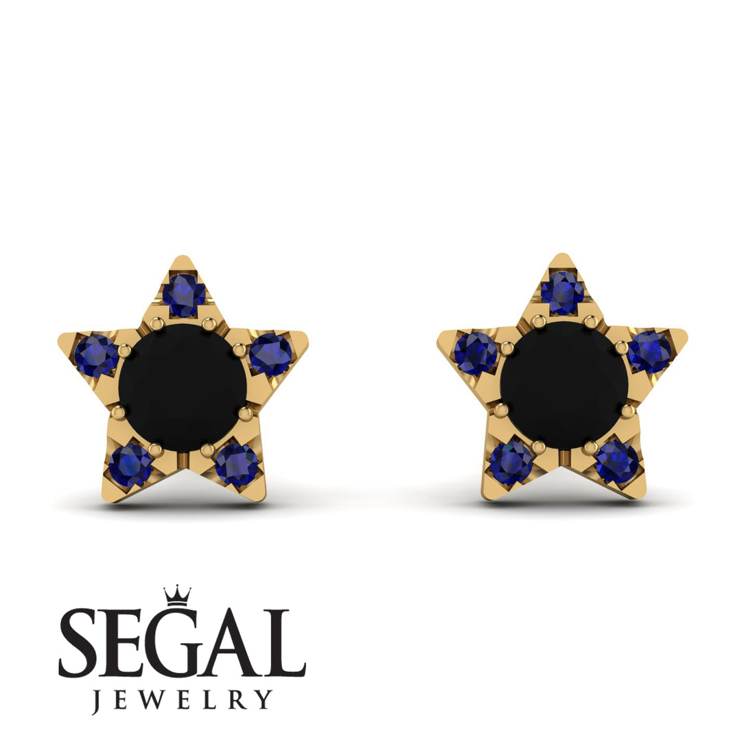 Star Halo Black Diamond Earrings - Zelda No. 67