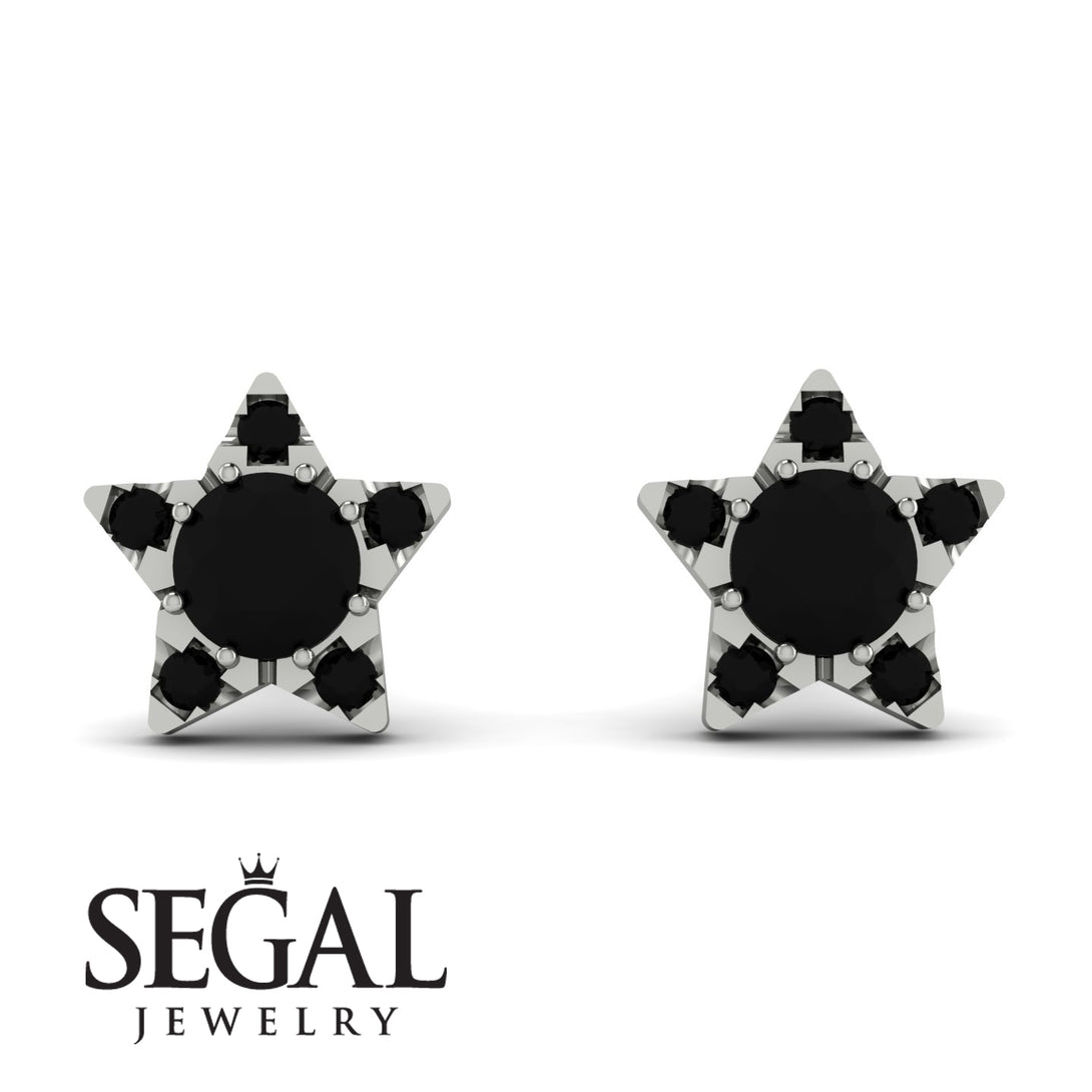 Star Halo Black Diamond Earrings - Zelda No. 39