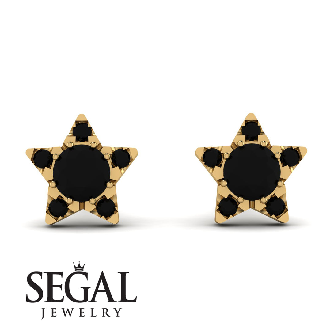 Star Halo Black Diamond Earrings - Zelda No. 37