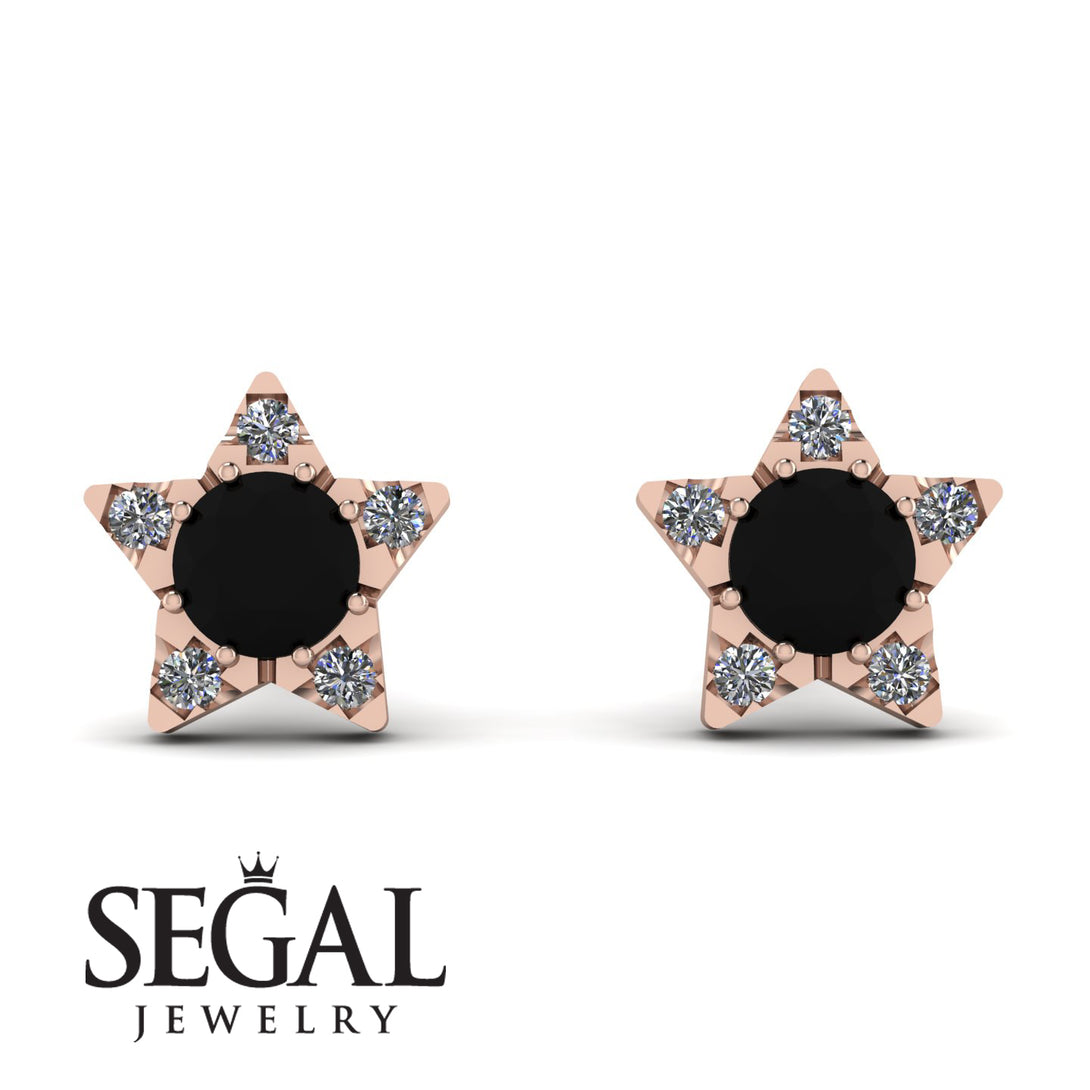 Star Halo Black Diamond Earrings - Zelda No. 8