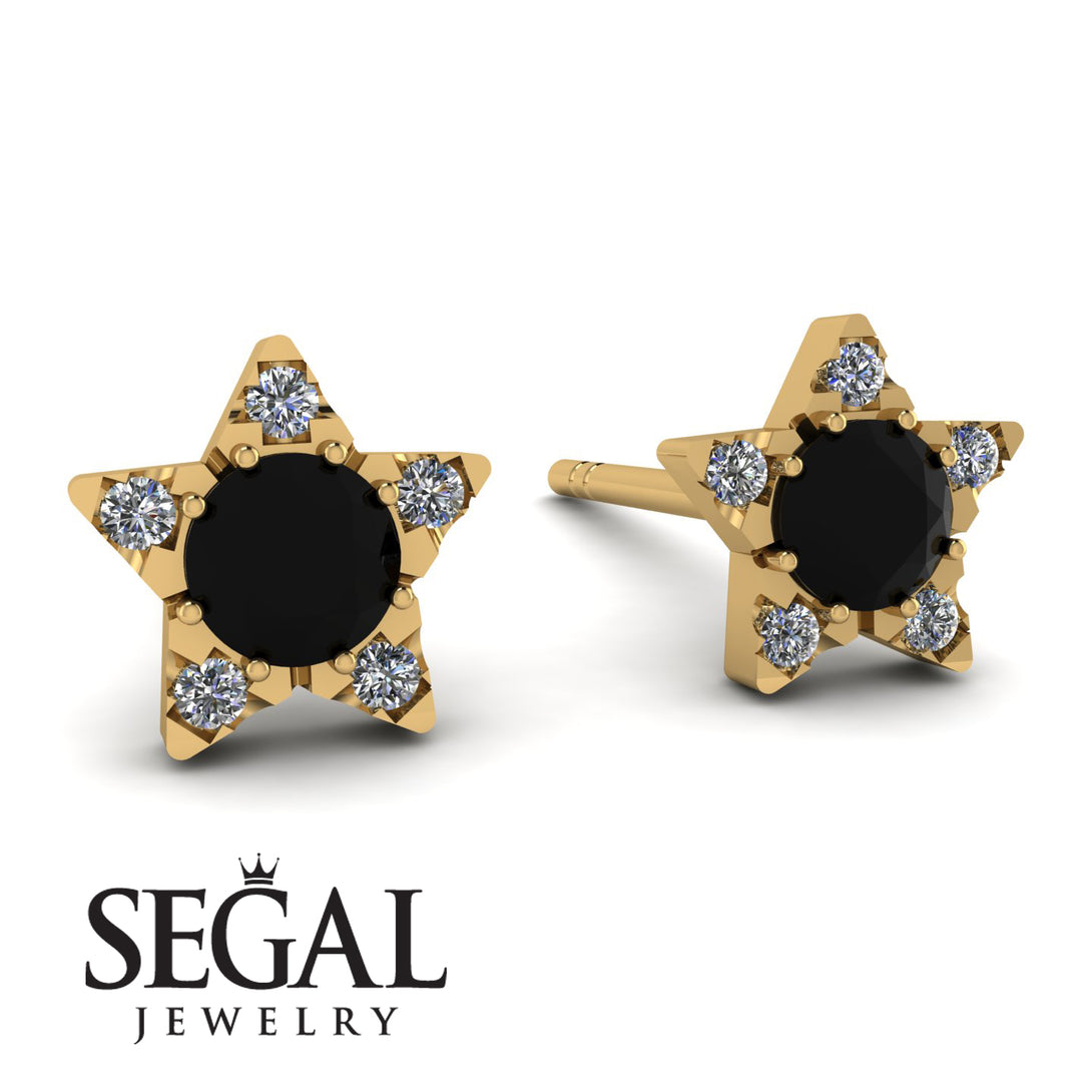 Star Halo Black Diamond Earrings - Zelda No. 7