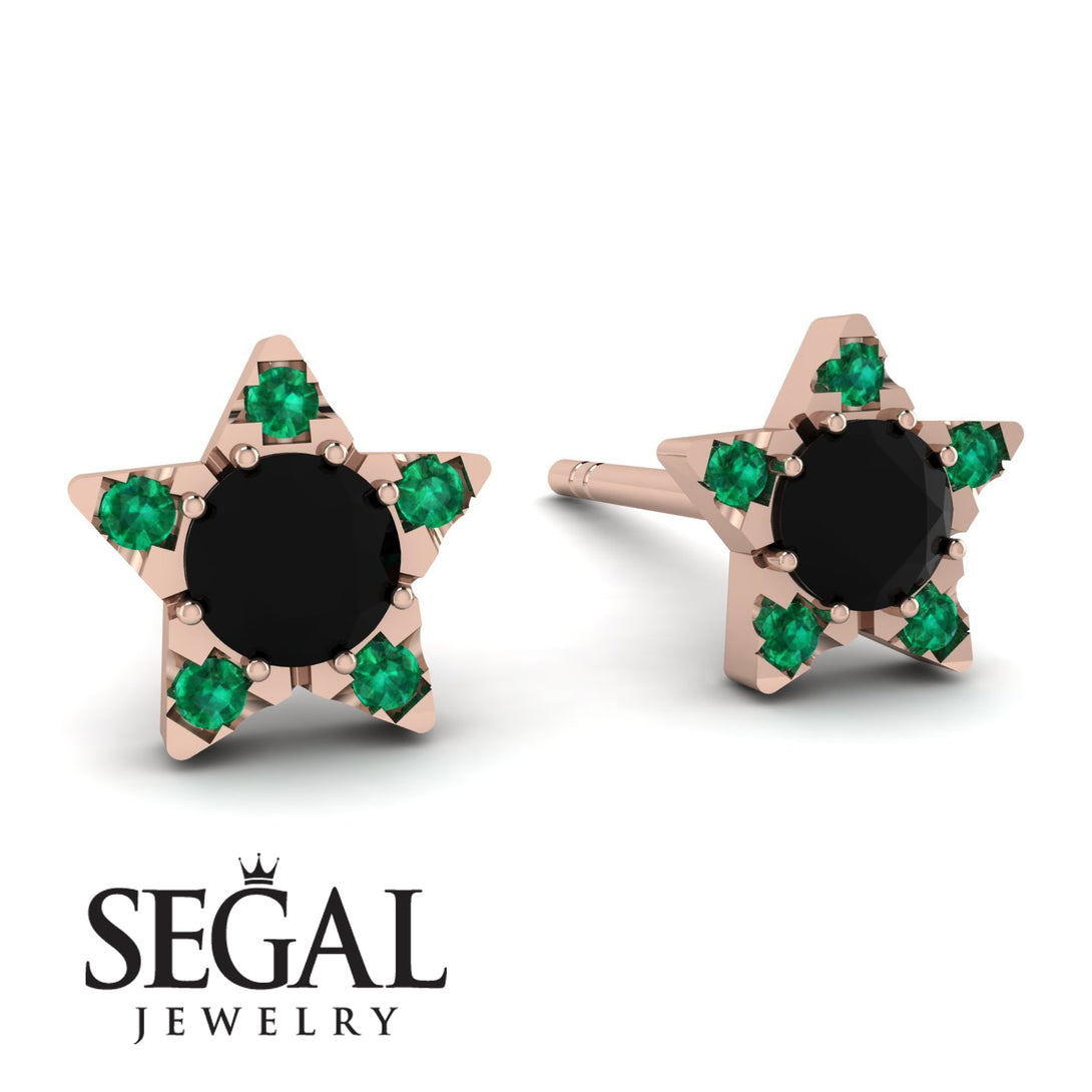 Star Halo Black Diamond Earrings - Zelda No. 23