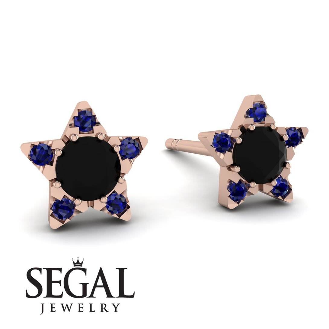 Star Halo Black Diamond Earrings - Zelda No. 68