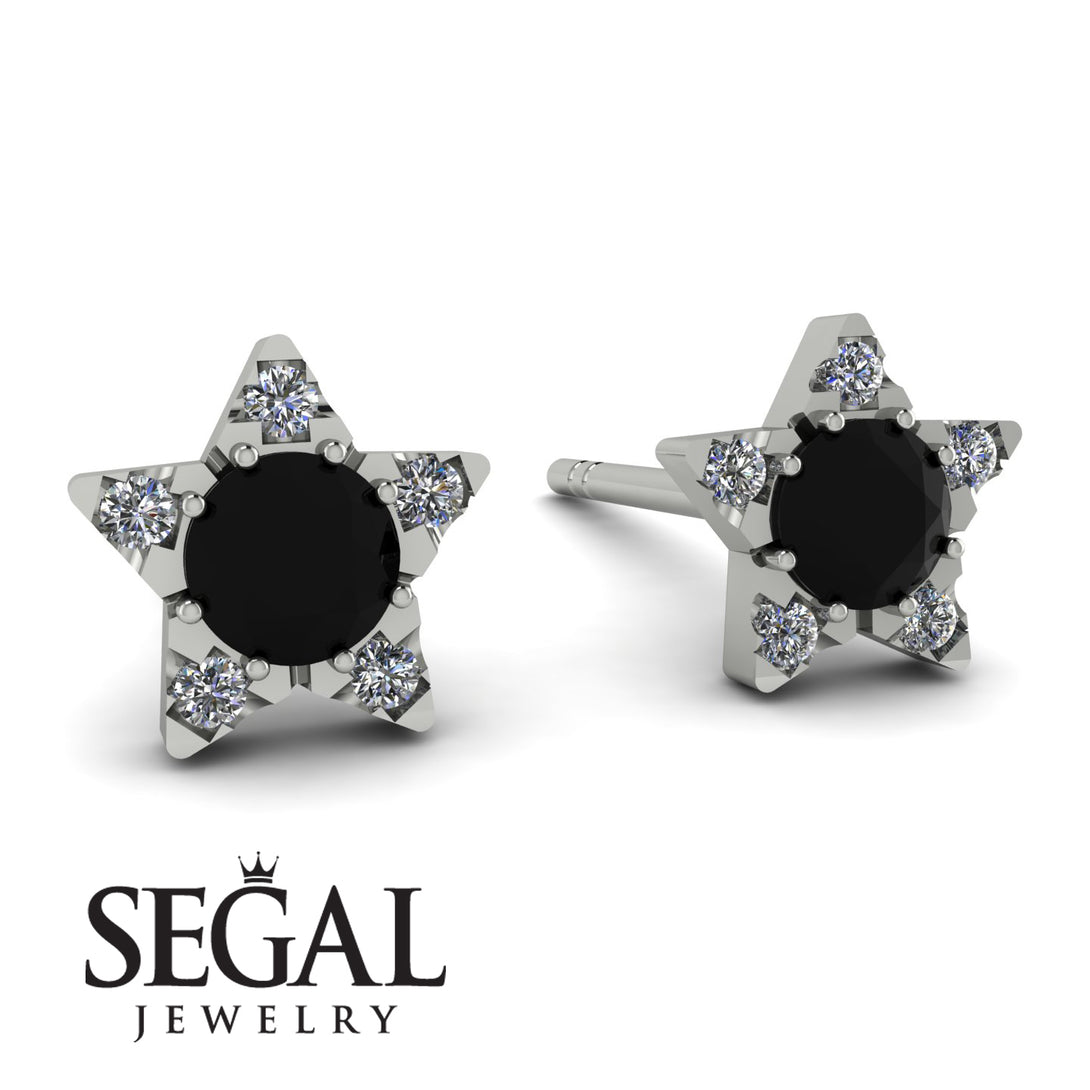 Star Halo Black Diamond Earrings - Zelda No. 9