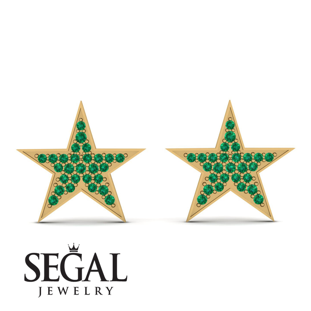Star Stud Emerald Earrings - Star No. 4