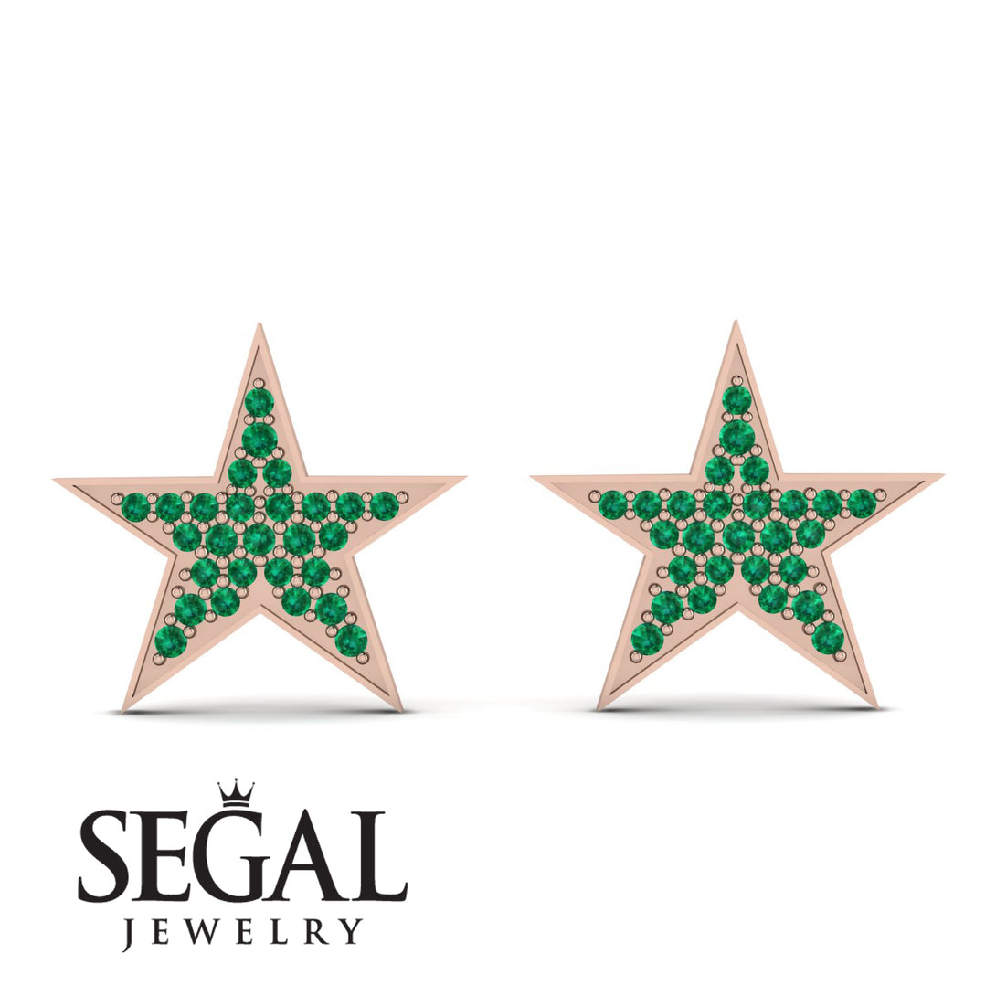 Star Stud Emerald Earrings - Star No. 5