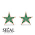 Star Stud Emerald Earrings - Star No. 5