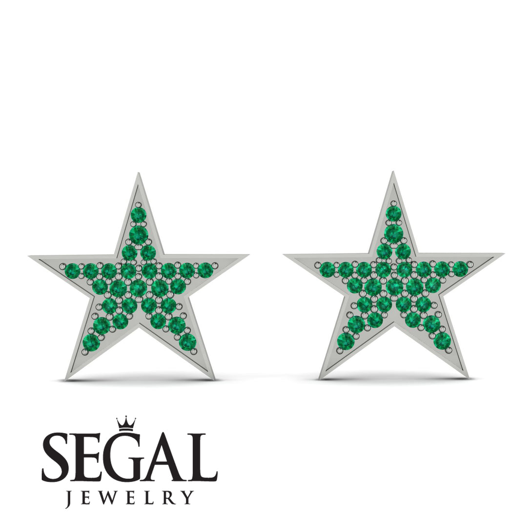 Star Stud Emerald Earrings - Star No. 6