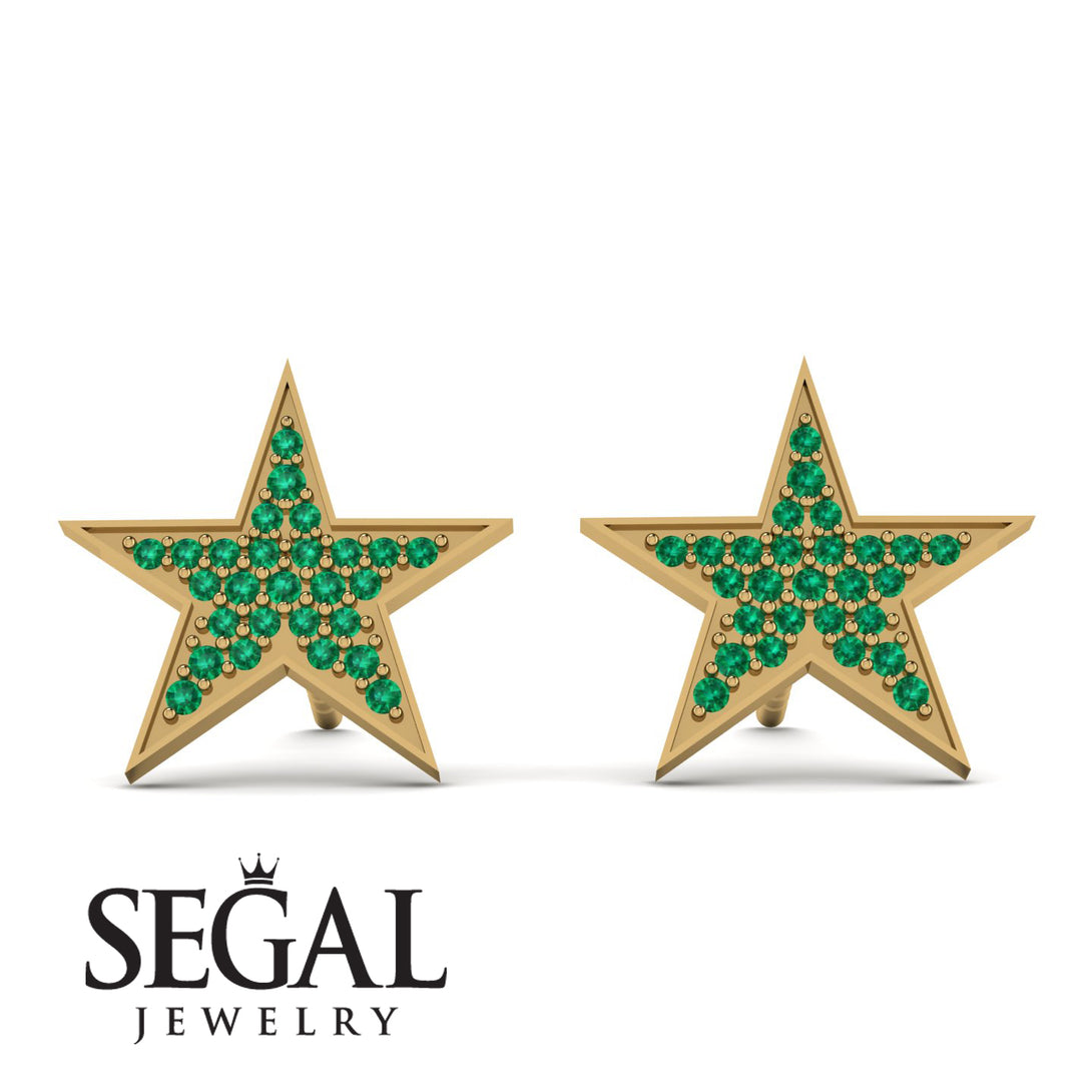 Star Stud Emerald Earrings - Star No. 4