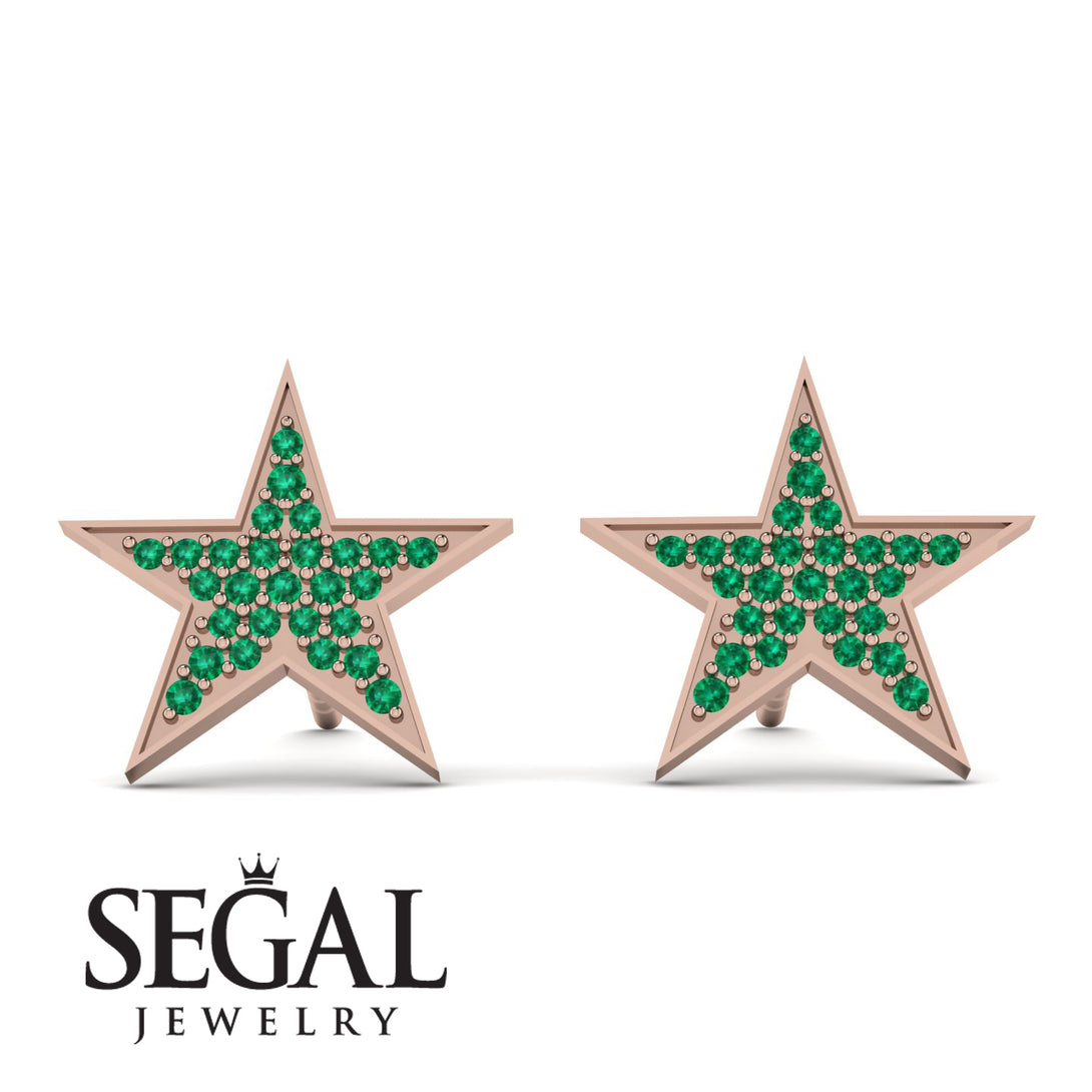 Star Stud Emerald Earrings - Star No. 5