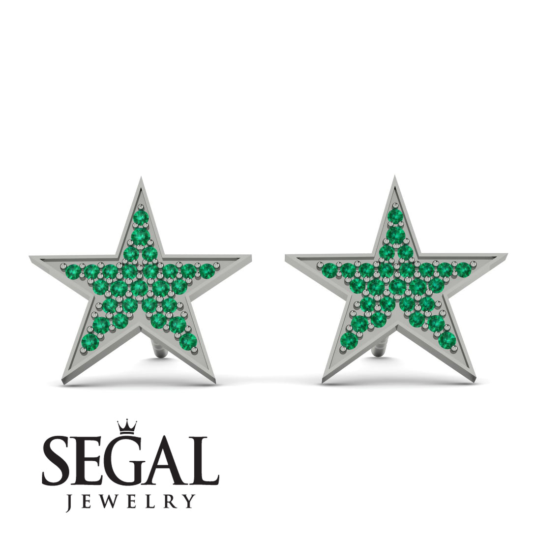 Star Stud Emerald Earrings - Star No. 6