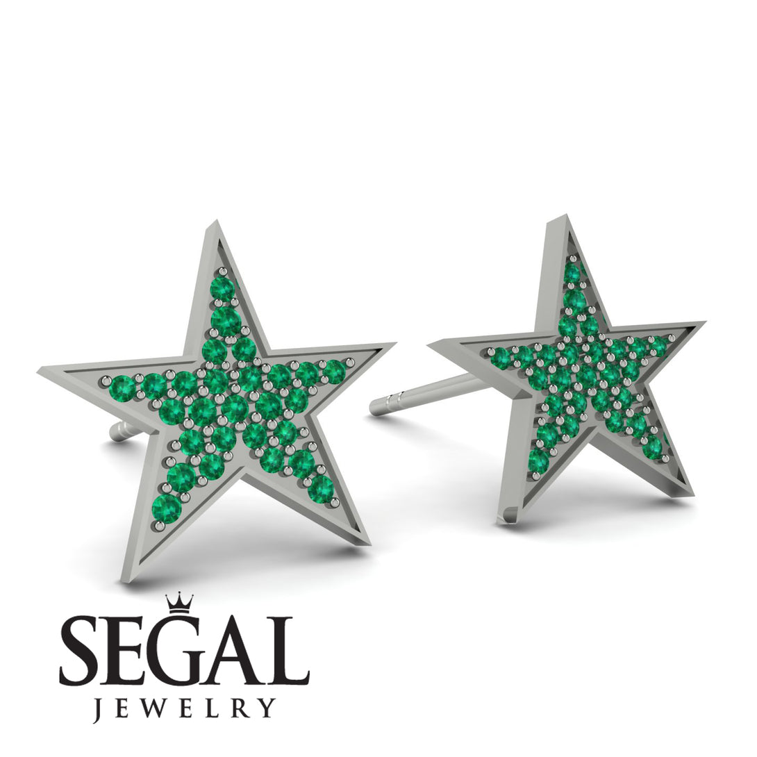 Star Stud Emerald Earrings - Star No. 6