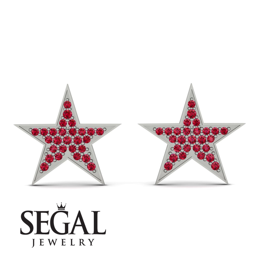 Star Stud Ruby Earrings - Star No. 12