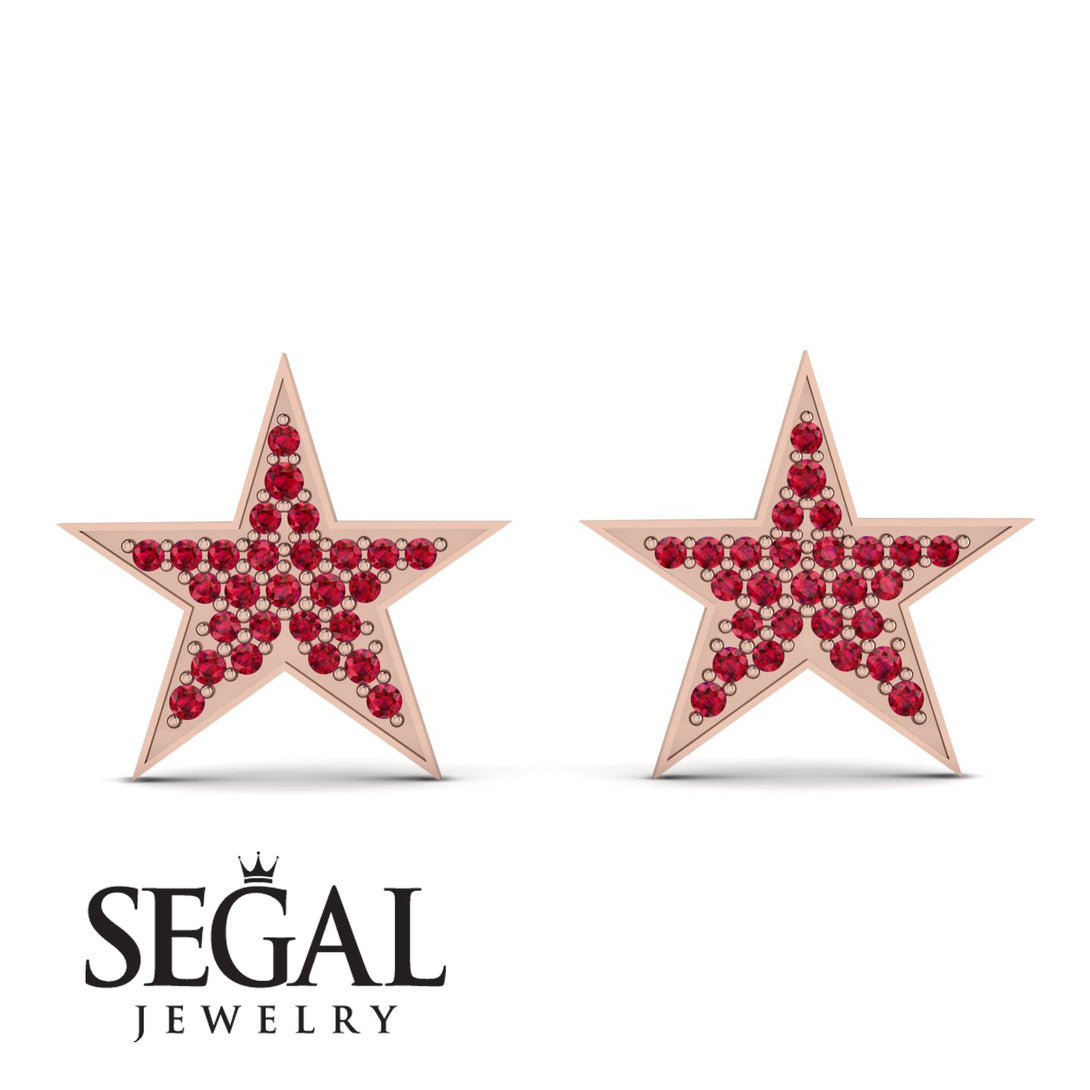 Star Stud Ruby Earrings - Star No. 11