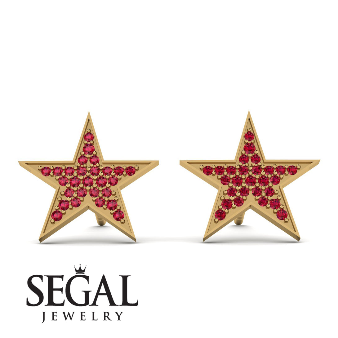 Star Stud Ruby Earrings - Star No. 10