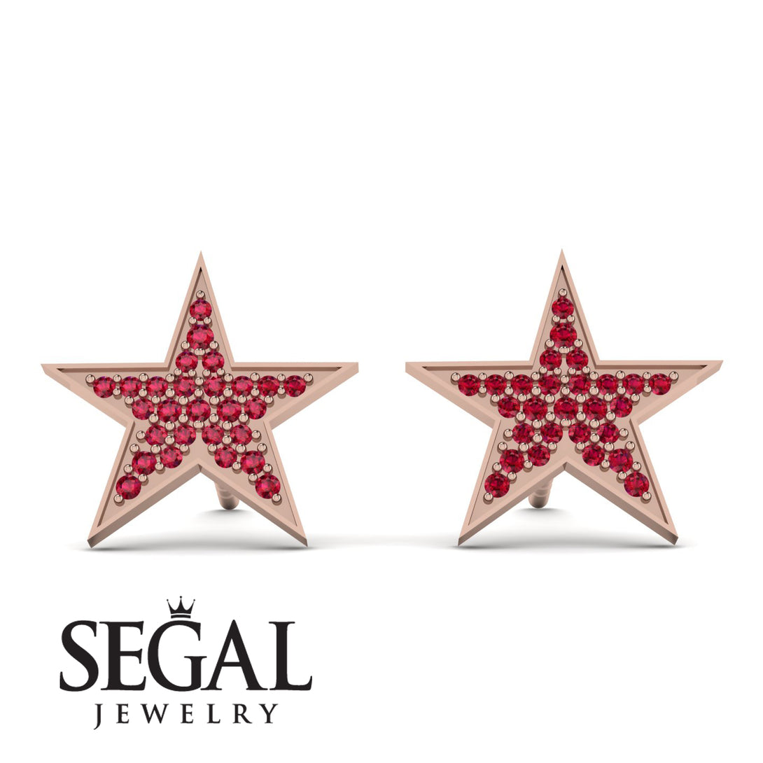 Star Stud Ruby Earrings - Star No. 11