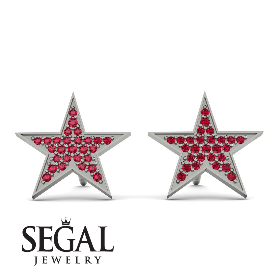 Star Stud Ruby Earrings - Star No. 12
