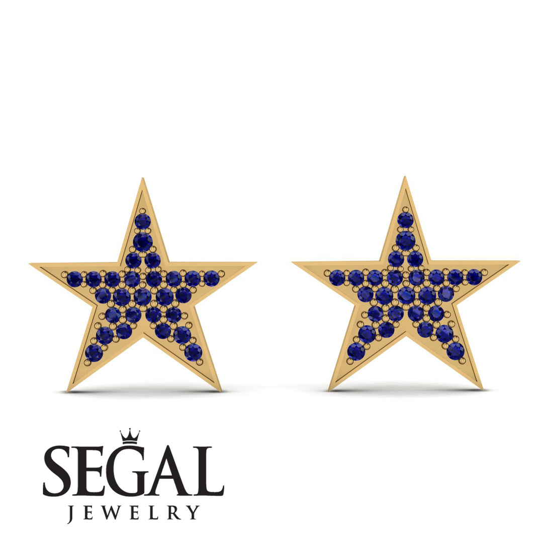 Star Stud Sapphire Earrings - Star No. 13