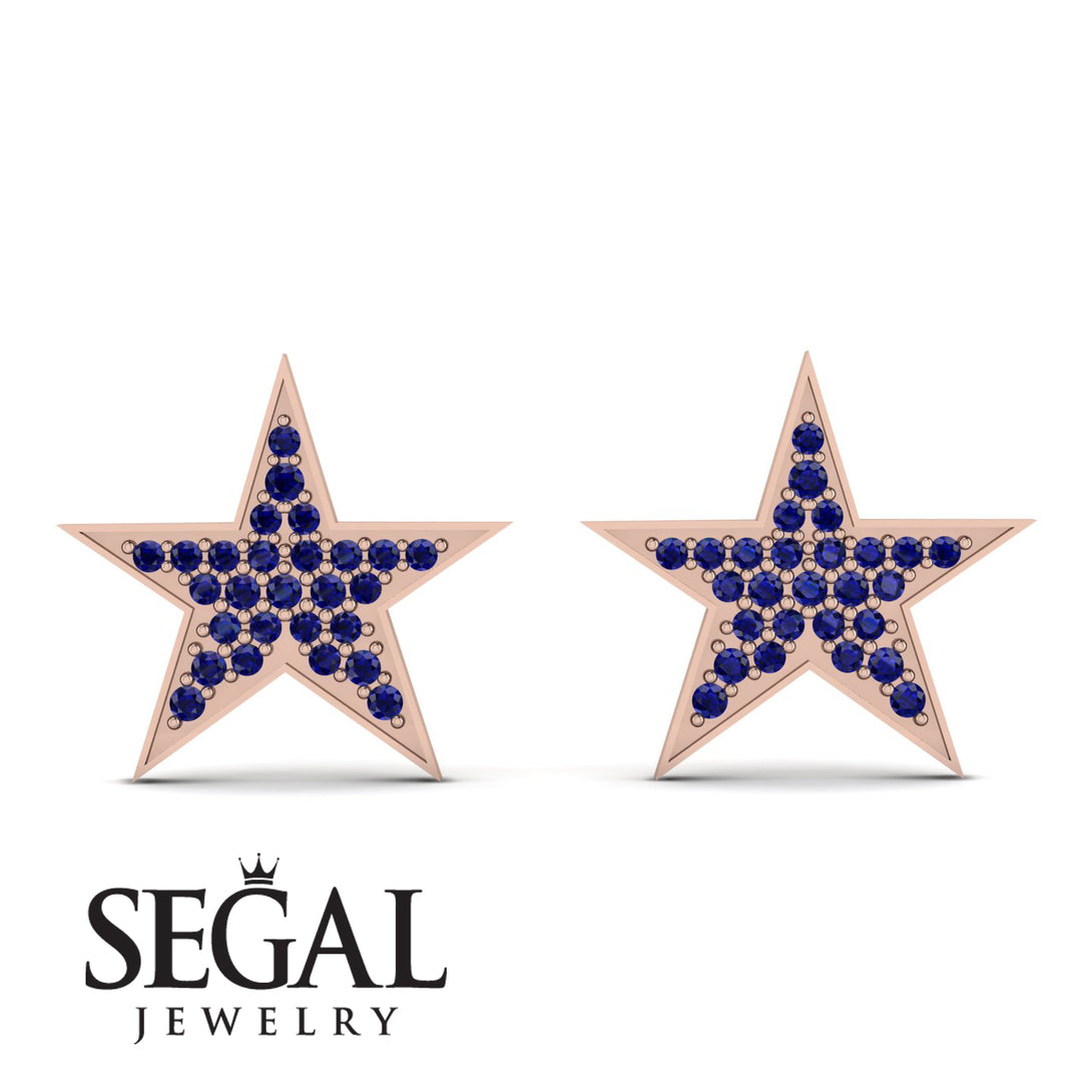 Star Stud Sapphire Earrings - Star No. 14